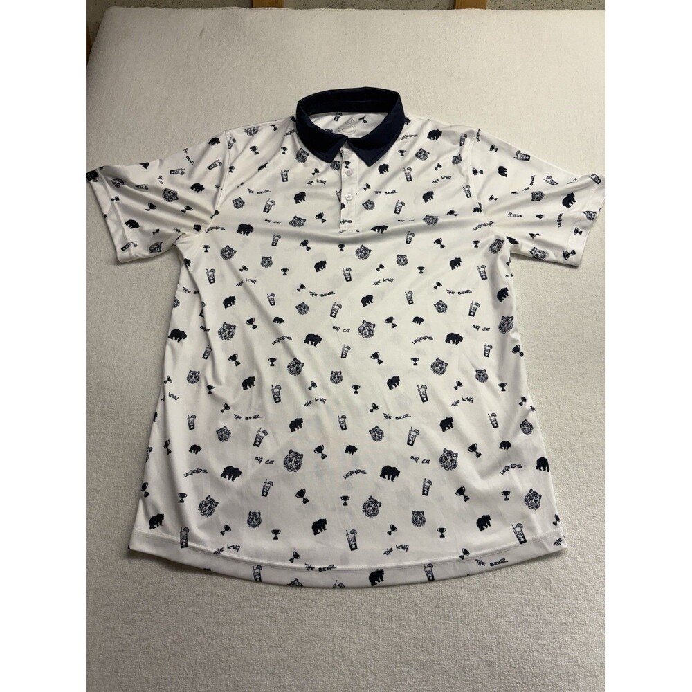 Swannies Polo Mens L Tiger, Bear Legends Print Golf Performance
